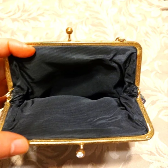 🌿🌹🌿 Lovely Vintage Petite Floral Tapestry Evening Bag Purse Handbag - Picture 8 of 13